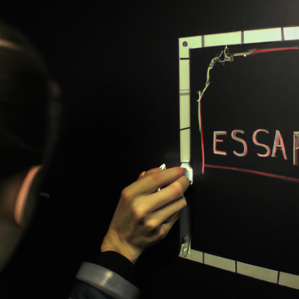 Person solving escape room puzzle