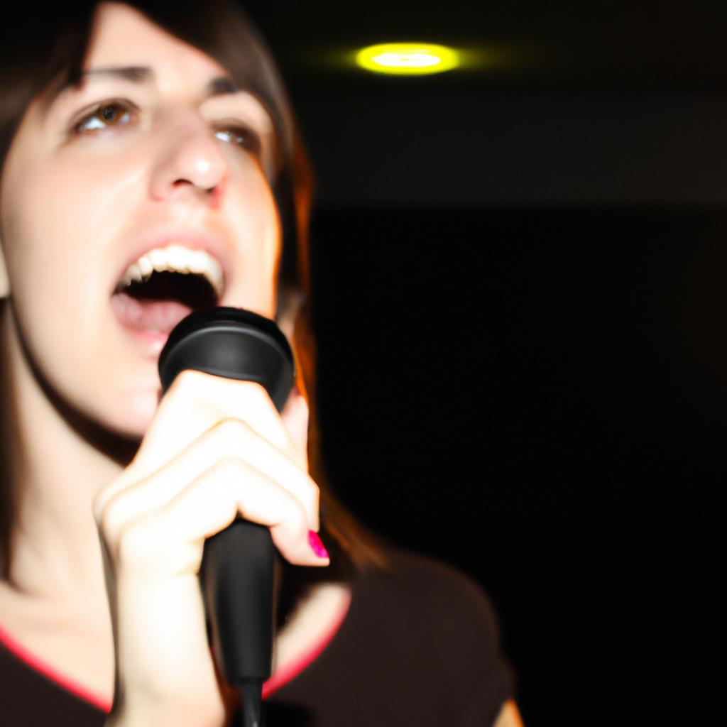 Person singing at karaoke
